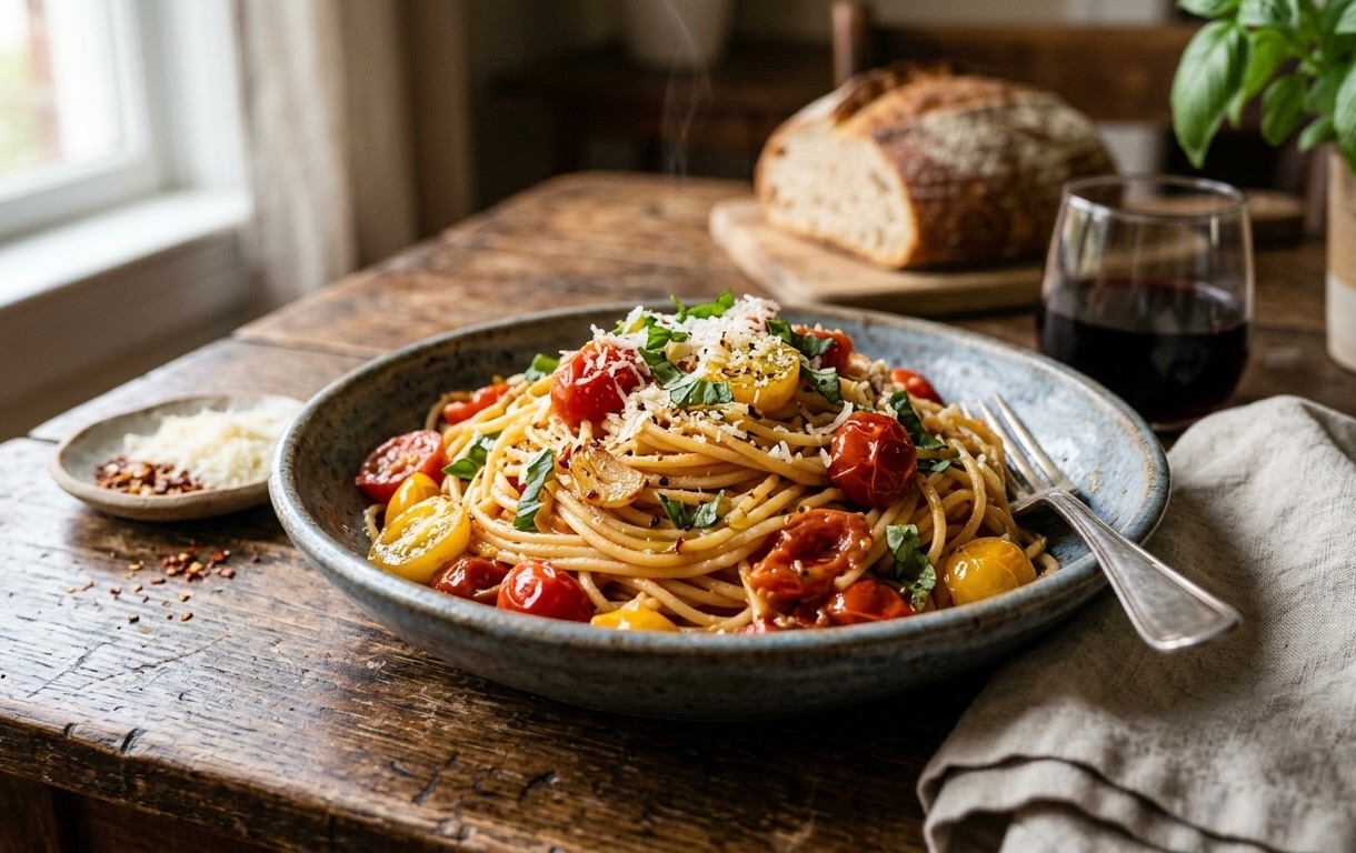 20-Minute Fresh Tomato Garlic Pasta