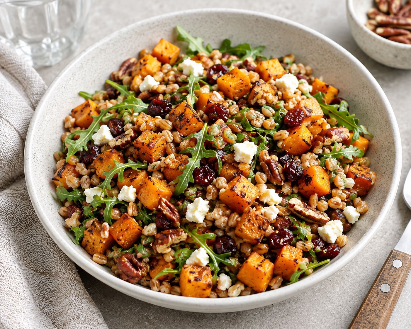 Warm Roasted Sweet Potato and Farro Grain Salad