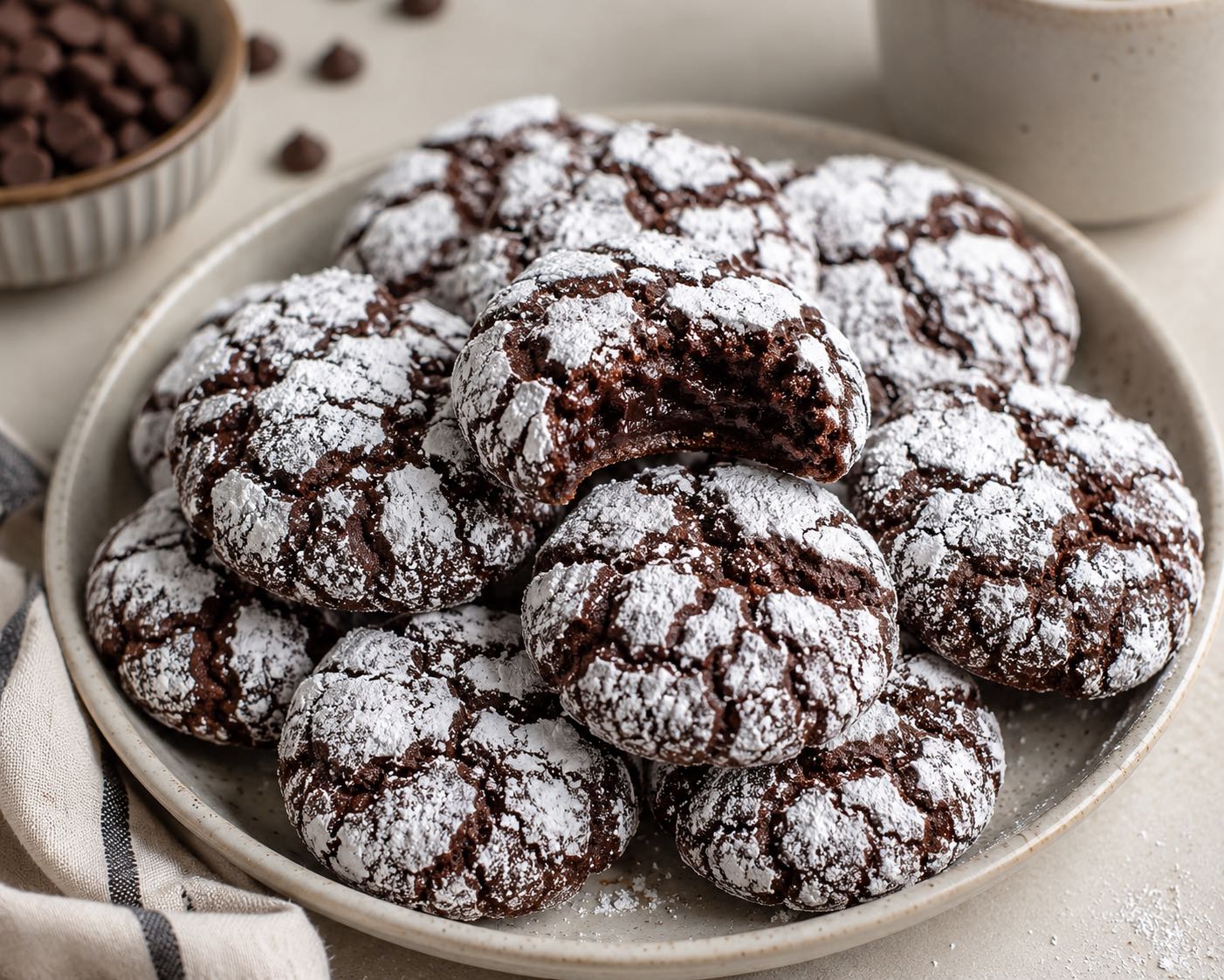 Fudgy Chocolate Crinkle Cookies