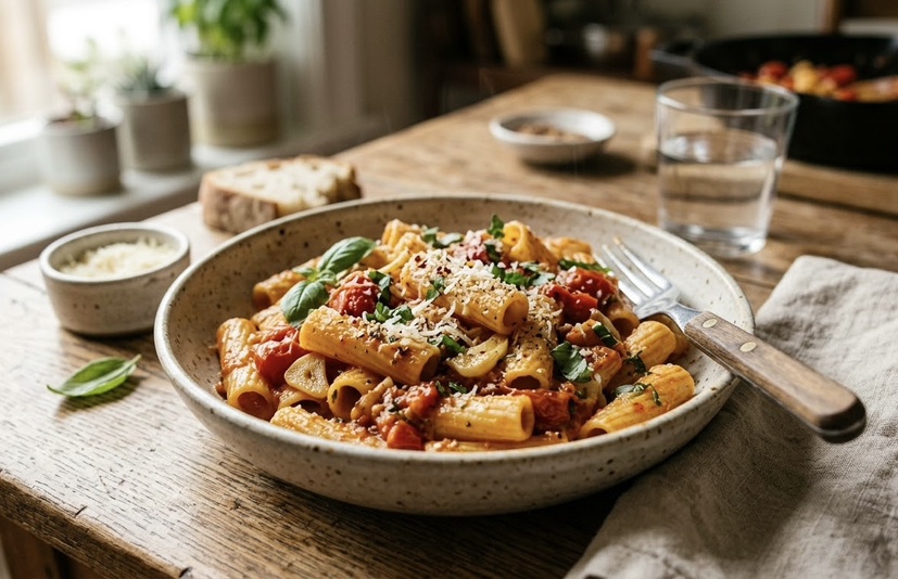 Garlic Butter Smashed Tomato Pasta