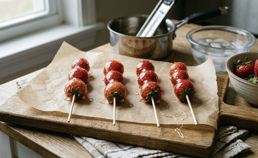 Crispy Candied Strawberry Tanghulu