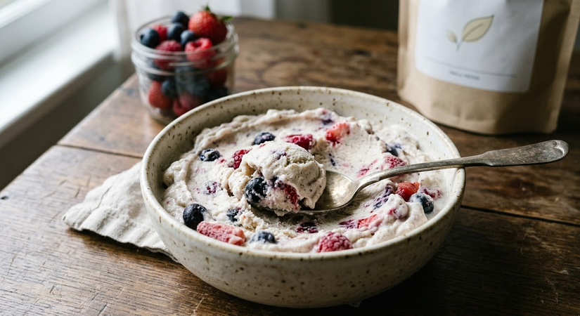 Thick Vanilla Berry Protein Ice Cream