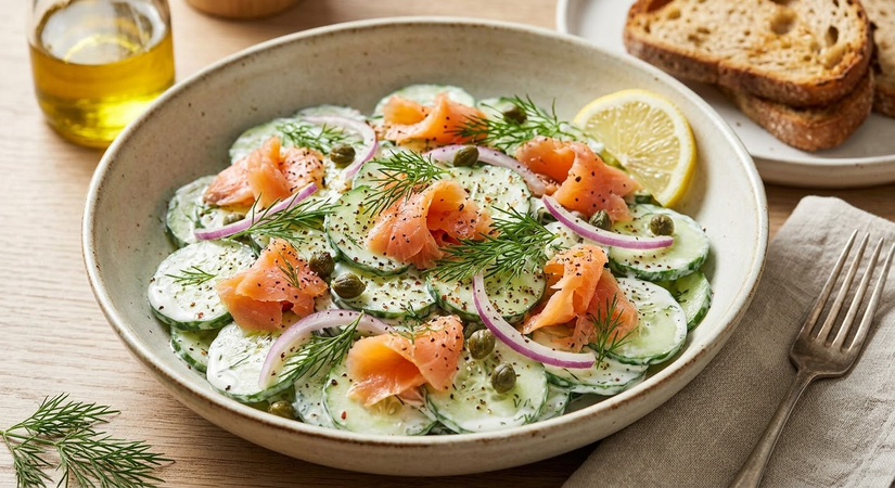 Creamy Smoked Salmon Cucumber Salad