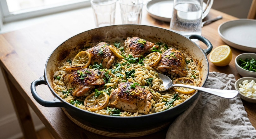 One-Pan Lemon Herb Chicken and Orzo