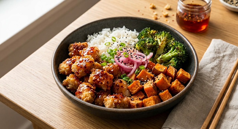 Crispy Hot Honey Chicken Bowls