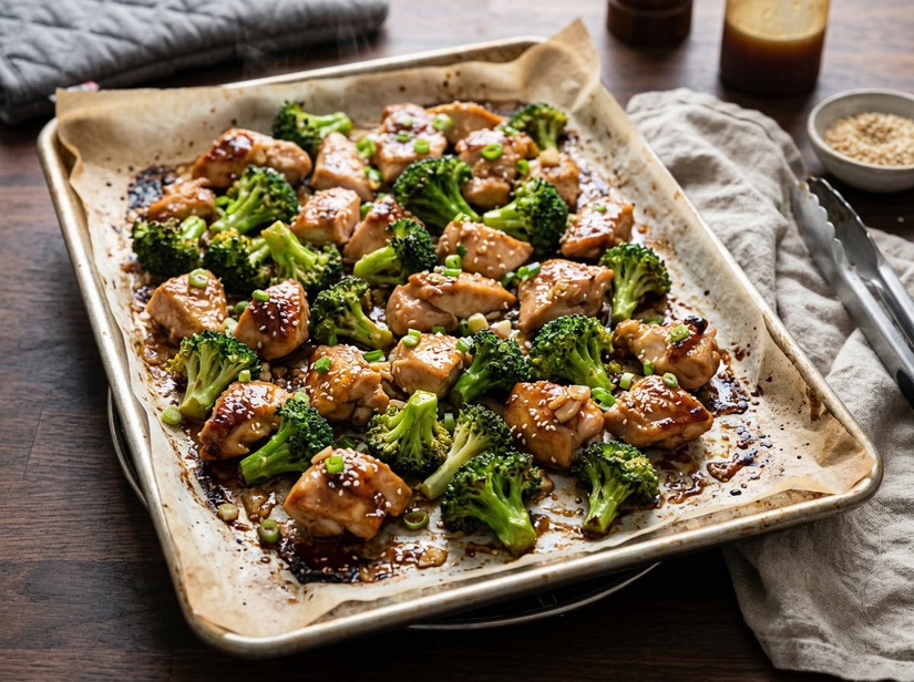 Sheet Pan Honey Garlic Chicken and Broccoli