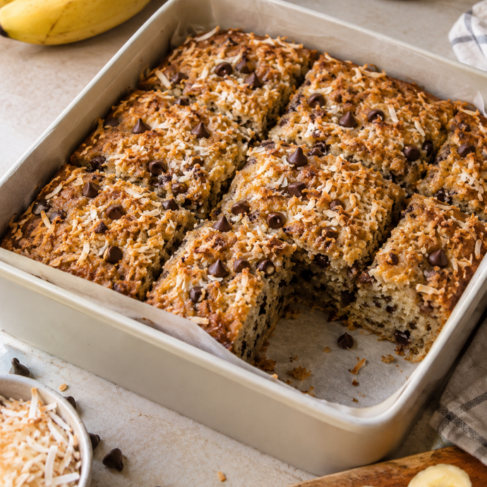 Banana Chocolate Chip Coconut Snack Cake