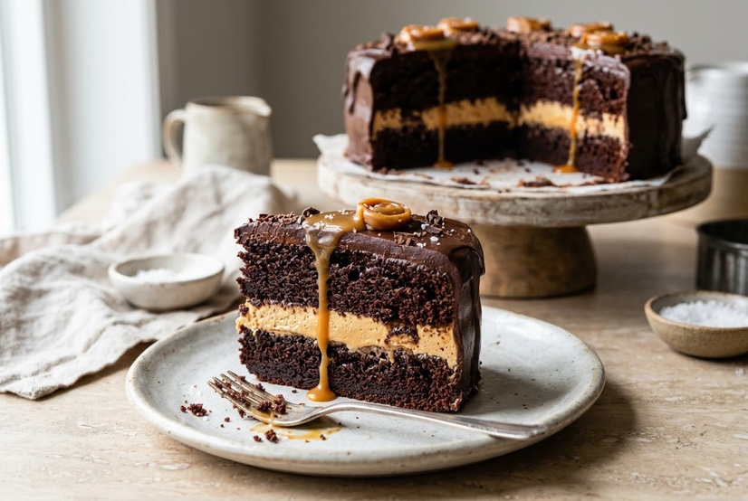 Viral London Chocolate Caramel Cake