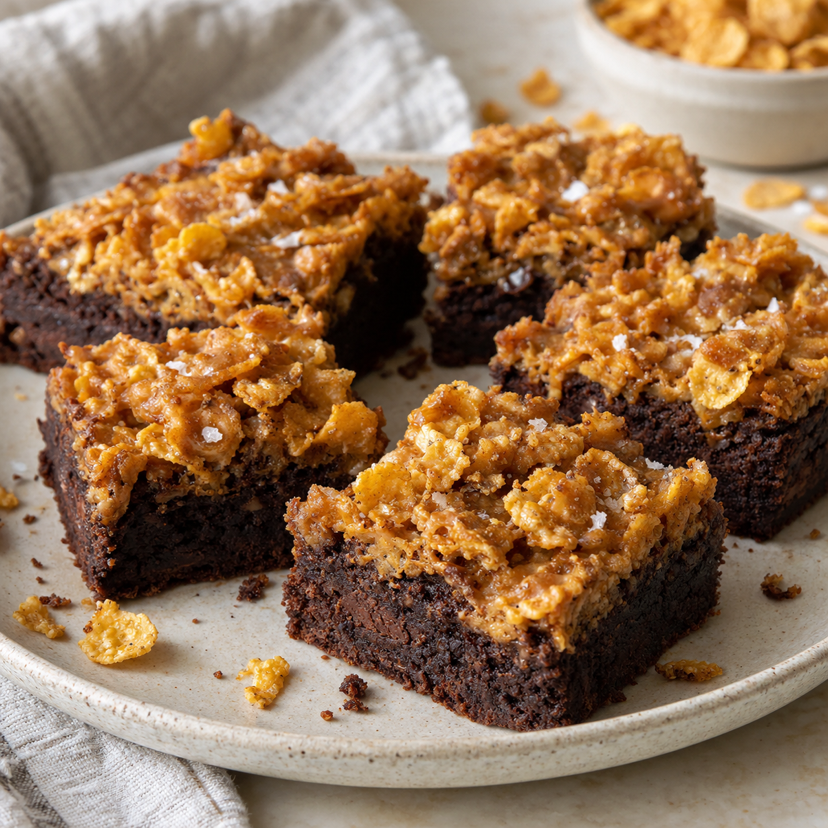 Caramel Cornflake Crunch Brownies