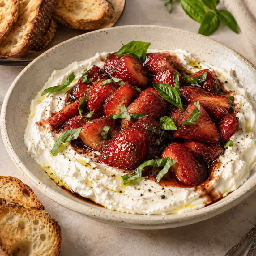 Whipped Feta with Balsamic Roasted Strawberries