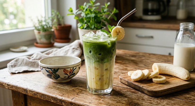 Iced Banana Matcha Latte