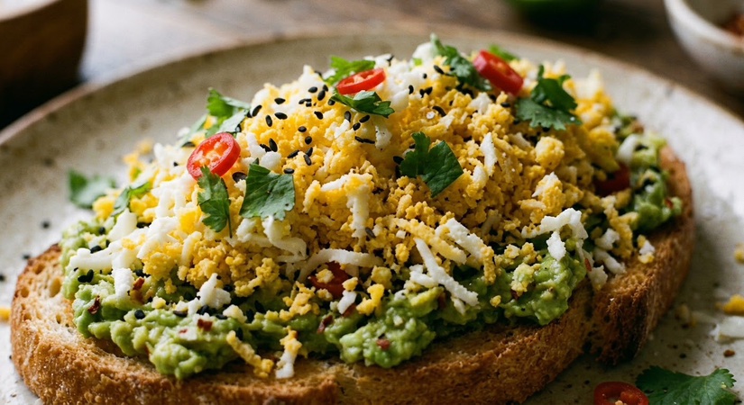 Crispy Grated Egg Toast with Seasoned Avocado