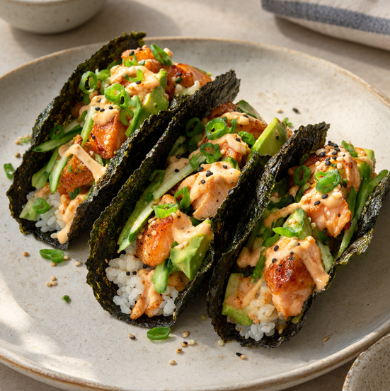 Crispy Nori Baked Salmon Sushi Tacos