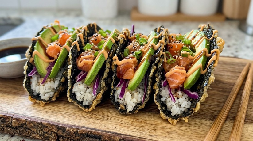 Crispy Nori Avocado Sushi Tacos