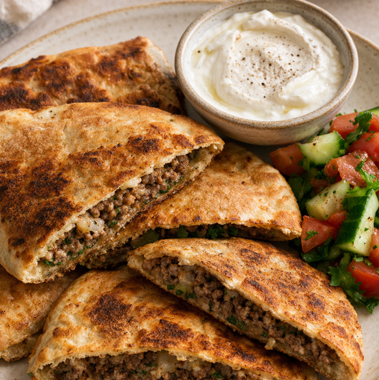 Crispy Lebanese Arayes (Meat-Stuffed Pita Pockets)