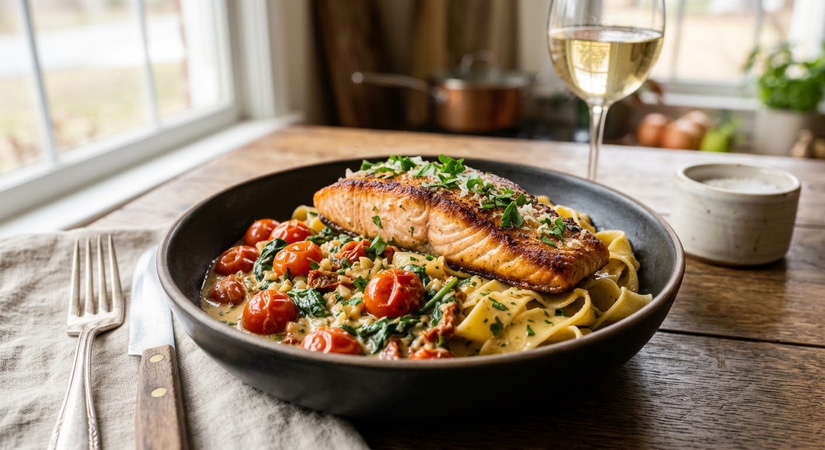 Pan-Seared Creamy Garlic Tuscan Salmon