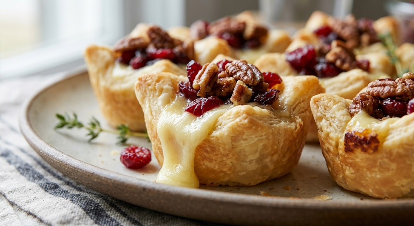Easy Cranberry Pecan Puff Pastry Brie Bites