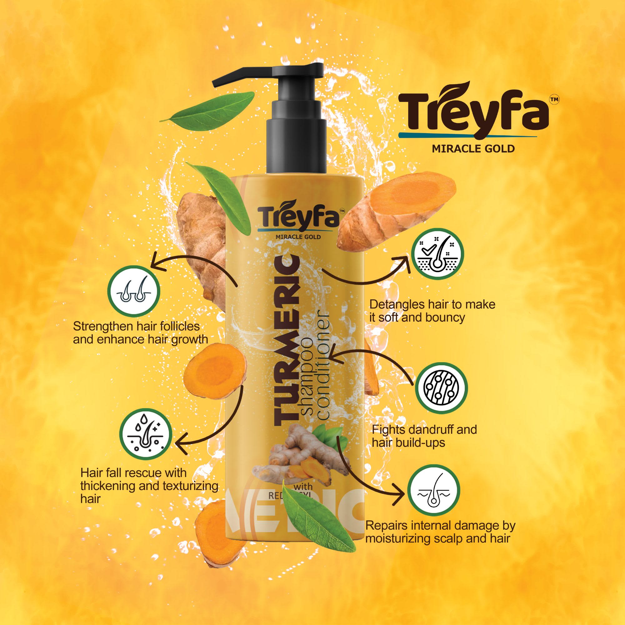 Ultimate Herbal Turmeric Bath Shampoo + Conditioner 100ML thumbnail 3
