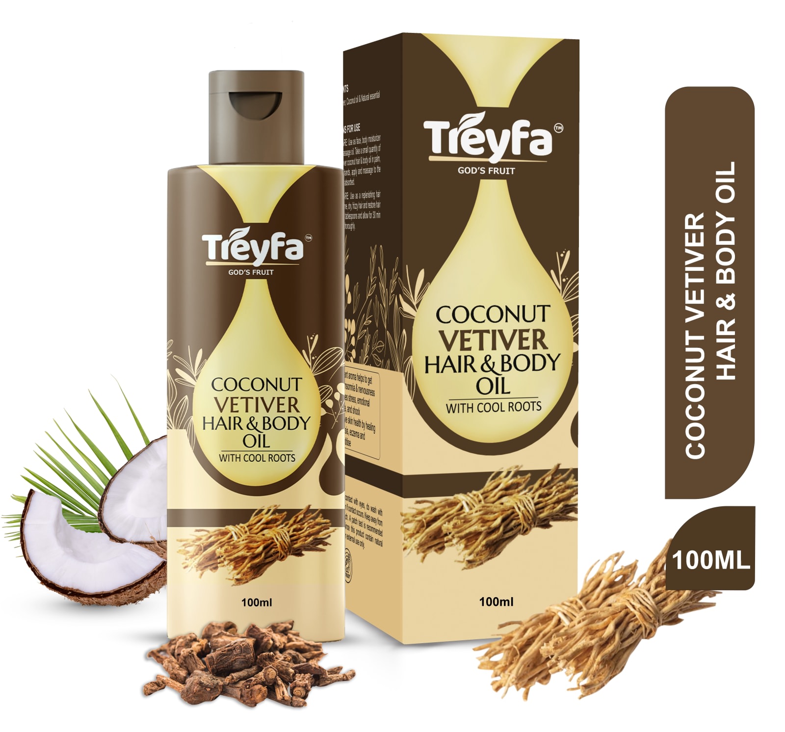 Virgin Coconut Vetiver Hair Oil – Soothing & Deeply Nourishing 100ML 1