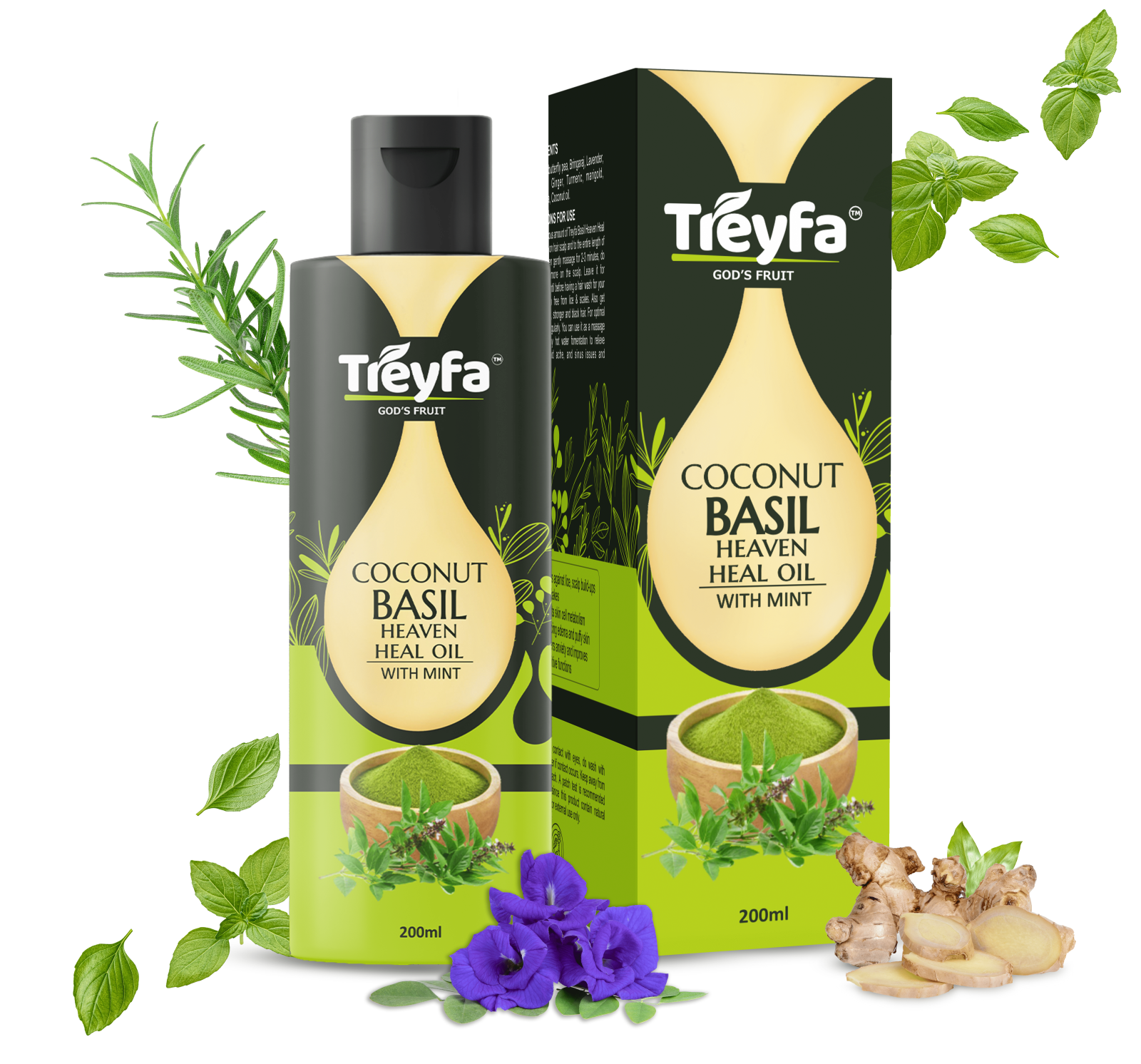 Premium Basil Hair Oil & Body Care 200ML 1
