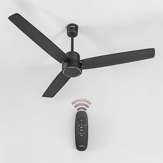  EPIC BLDC U/L MATT BLACK 1200MM CEILING FAN - Matt Black, Remote fan