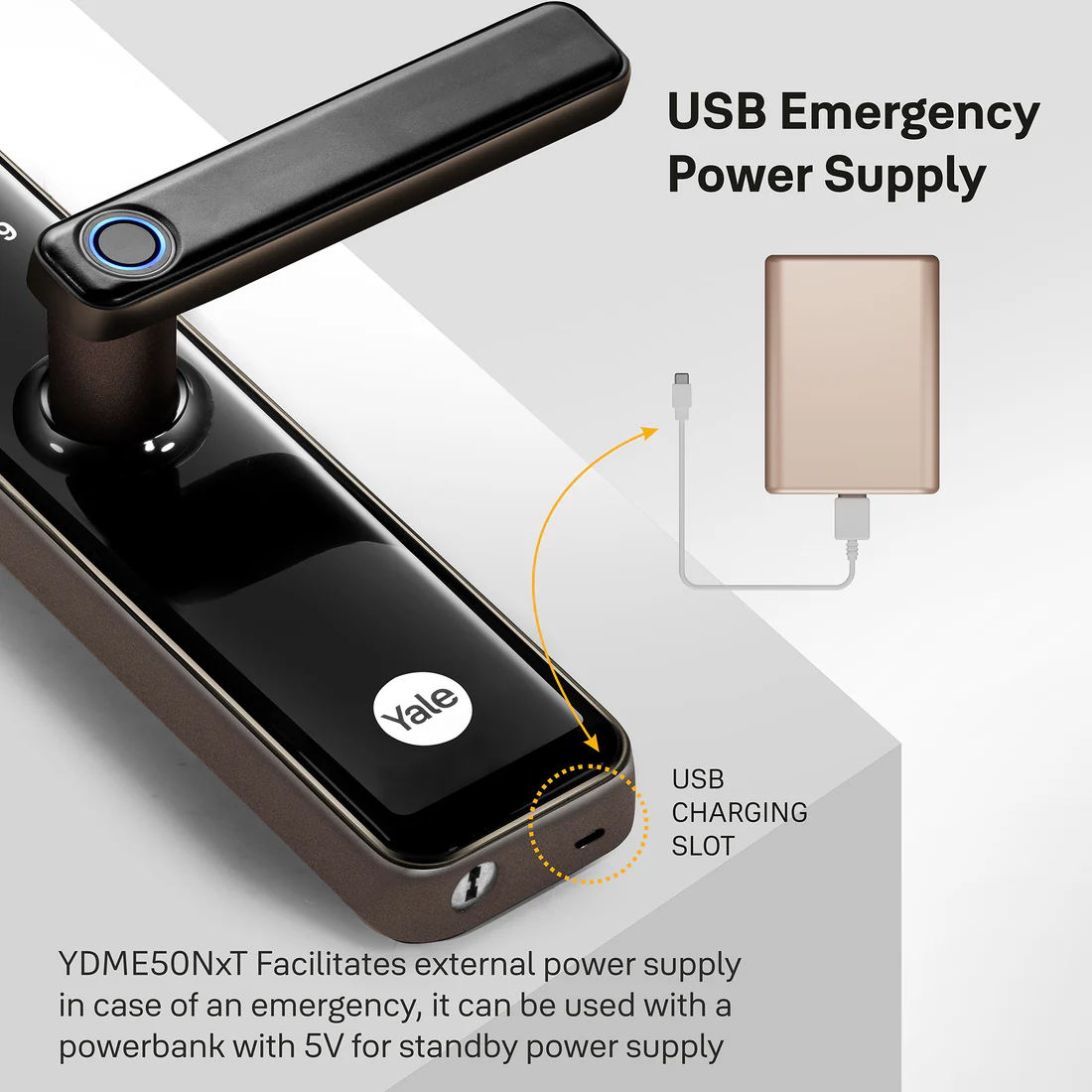 Smart lock YDME50 NXT BR biometric with handle image 3