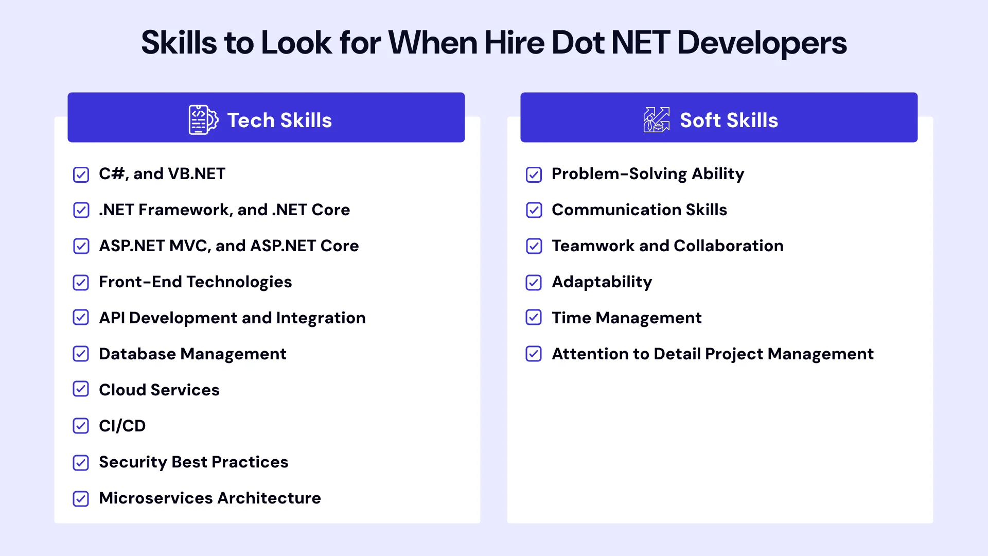 Skills to look for when hire dot net developers