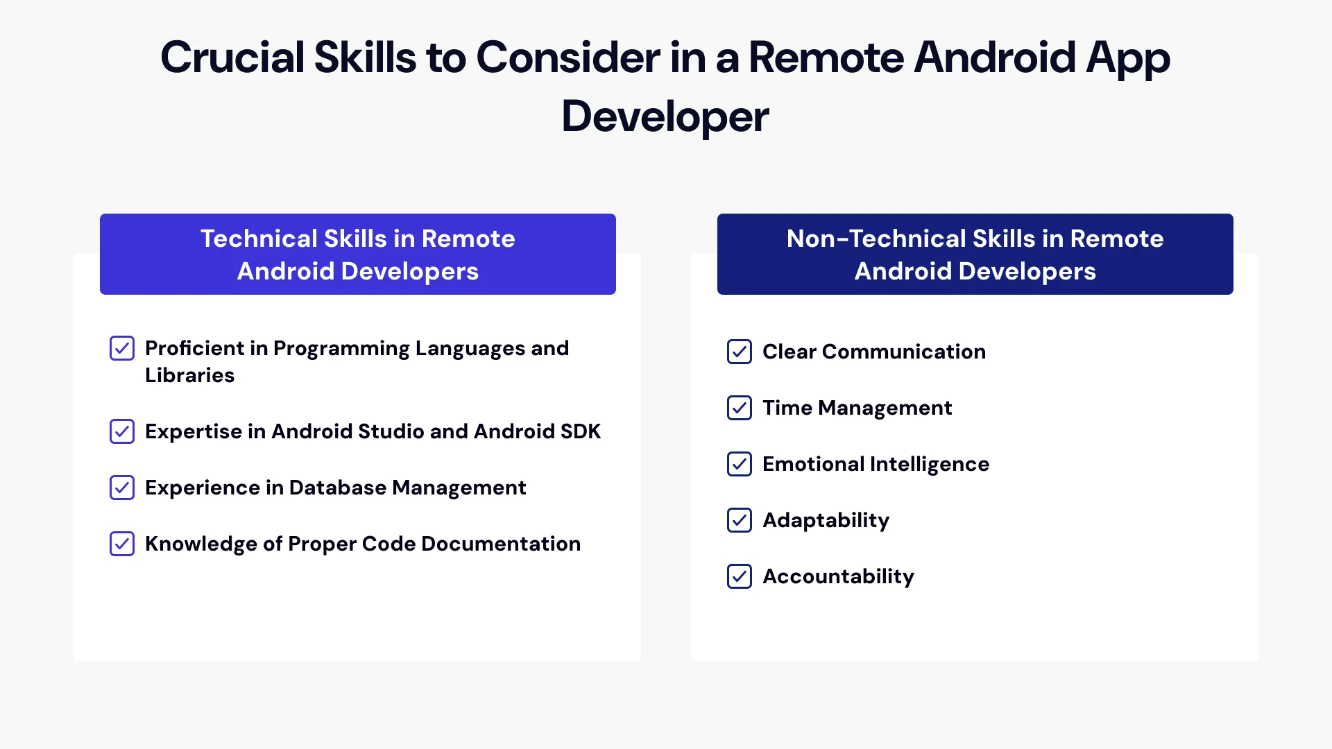 Crucial skills to consider in a remote android app developer