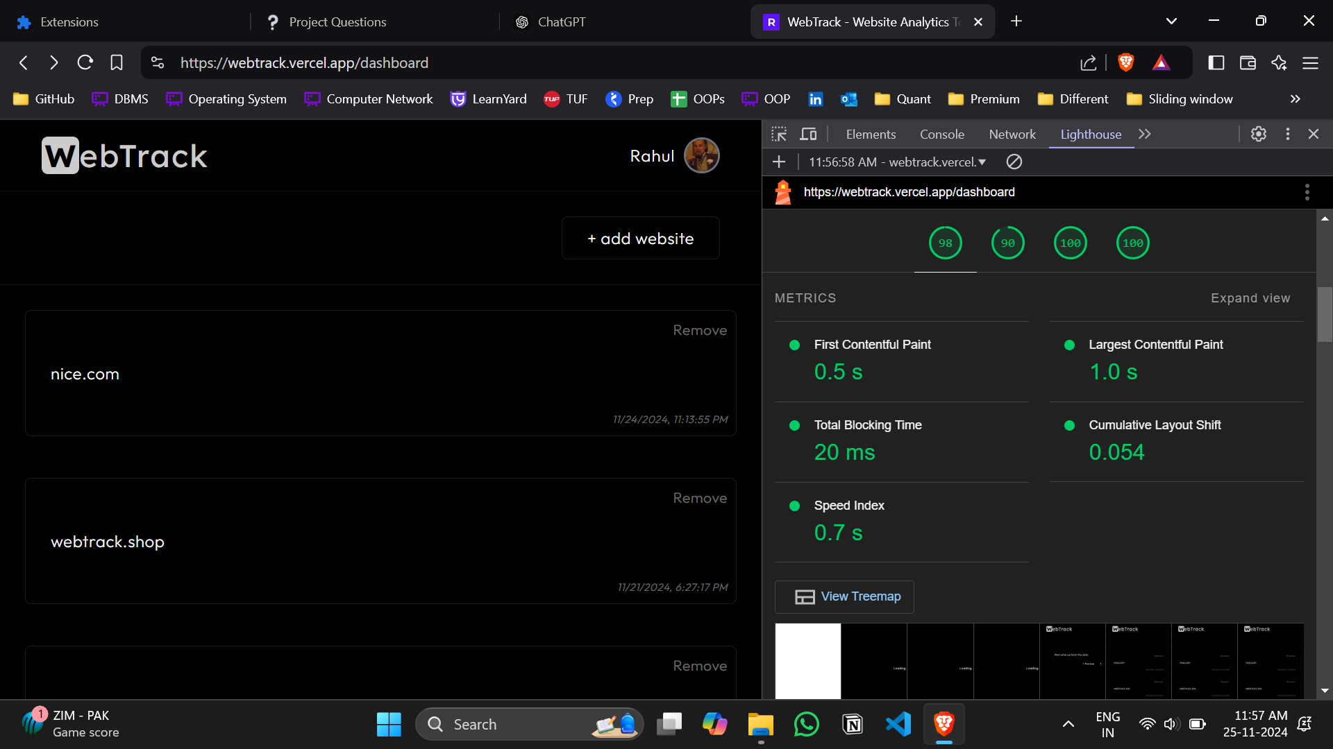 lighthouse report snapshot
