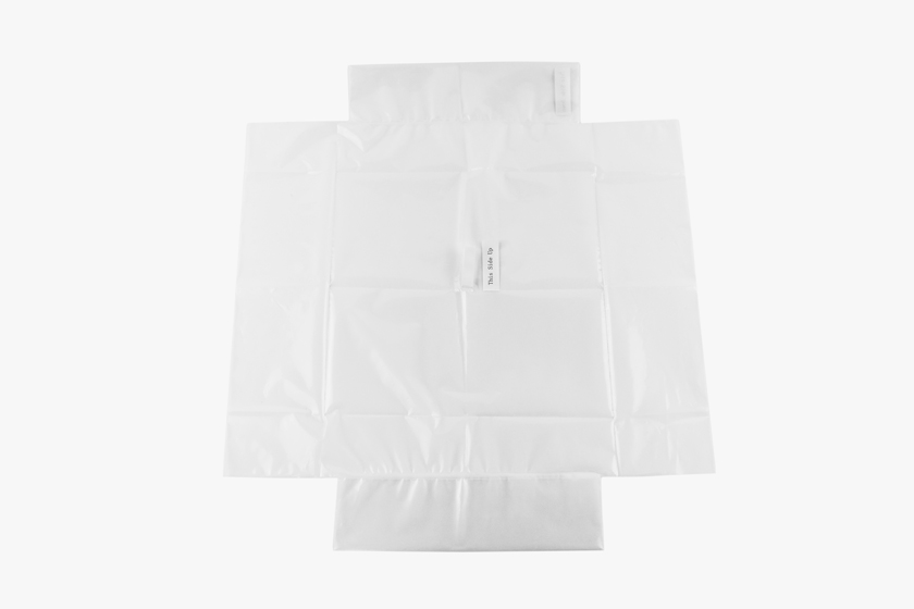 Clear, rectangular, 24x22 inch extubation protection bib by Typenex Medical.