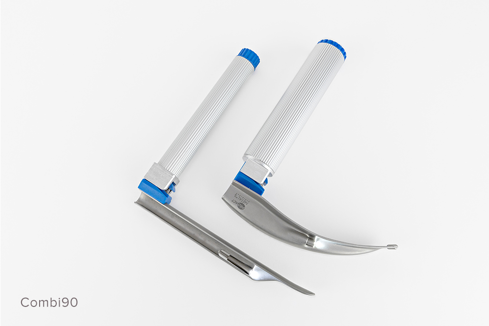 2 Typenex combination laryngoscope sets featuring silver metal handles.