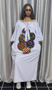 Stripe/Ankara Patched Bubu – angle 1 | Maxi Dresses Sisiosa