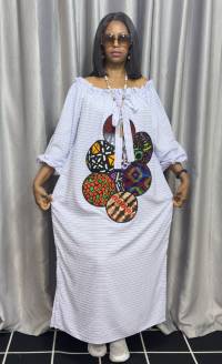 Stripe/Ankara Patched Bubu – angle 2 | Maxi Dresses Sisiosa