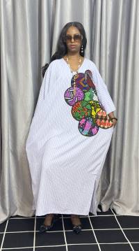 Stripe/Ankara Patched bubu  – angle 2 | Maxi Dresses Sisiosa