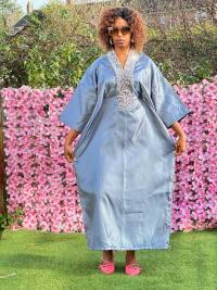 Grey Mikado Bubu – angle 1 | Maxi Dresses Sisiosa