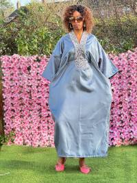 Grey Mikado Bubu – angle 2 | Maxi Dresses Sisiosa