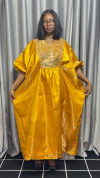 Gold Sequin Embellished Bubu Dress – angle 1 | Maxi Dresses Sisiosa