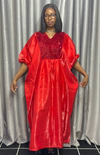 Red Sequin Embellished Bubu dress – angle 1 | Maxi Dresses Sisiosa