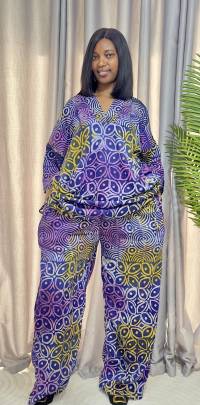 Adire crepe two piece set – angle 2 | Trouser Set Sisiosa