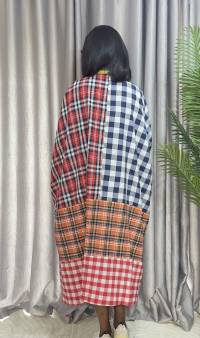 Cotton Stripe & Checkered Patch Dress – Free Size – angle 2 | Midi Dresses Sisiosa