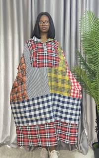 Cotton Stripe & Checkered Patch Dress – Free Size – angle 1 | Midi Dresses Sisiosa