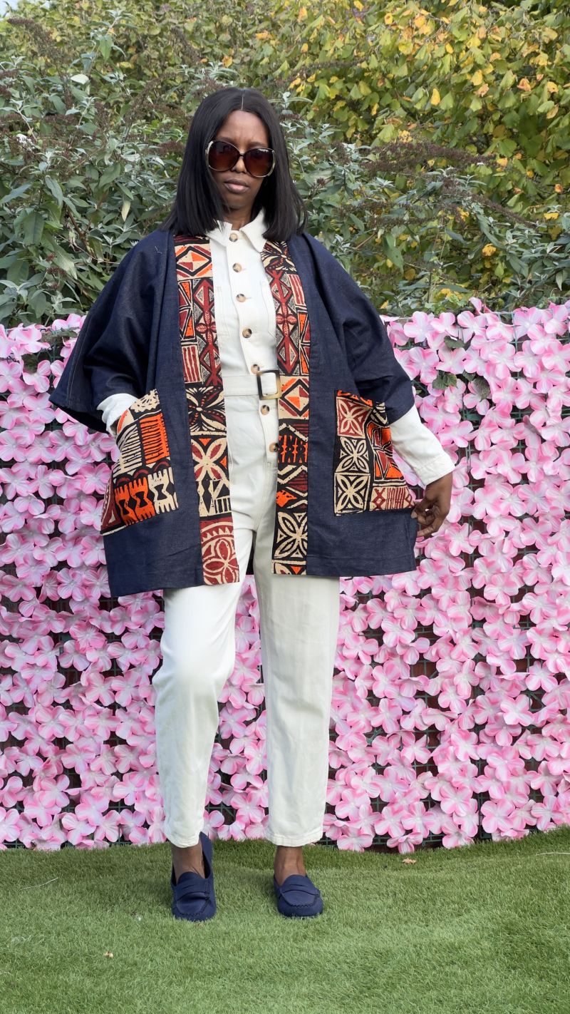 Denim/Ankara kimono Jacket – Denim Outerwear | Sisiosa UK