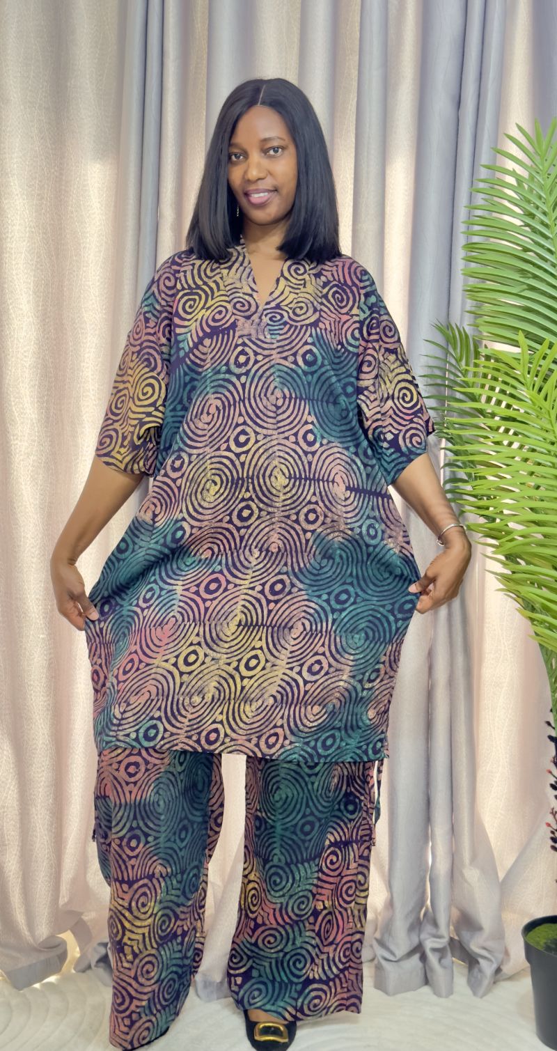 Adire crepe two piece set – Adire Trouser Set | Sisiosa UK