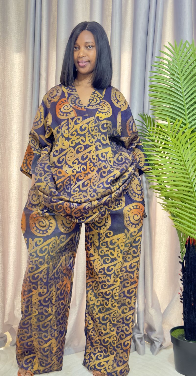 Adire crepe two piece set – Adire Trouser Set | Sisiosa UK