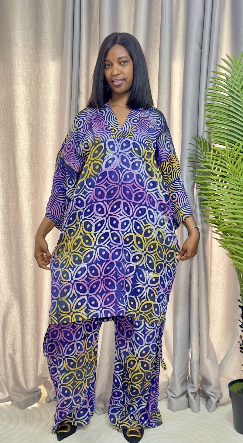 Adire crepe two piece set – Adire Trouser Set | Sisiosa UK