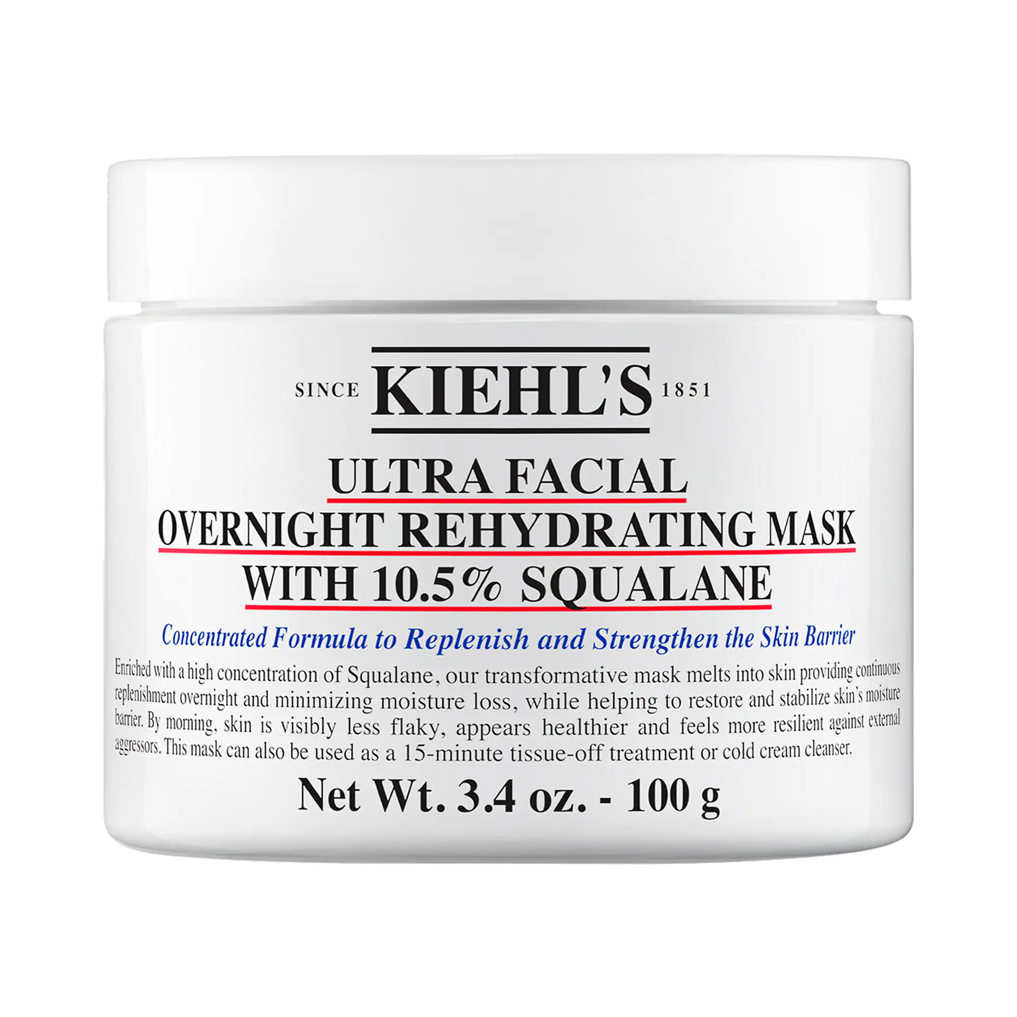 Kiehl's Since 1851 Ultra Facial Overnight Hydrating Face Mask with 10.5% Squalane