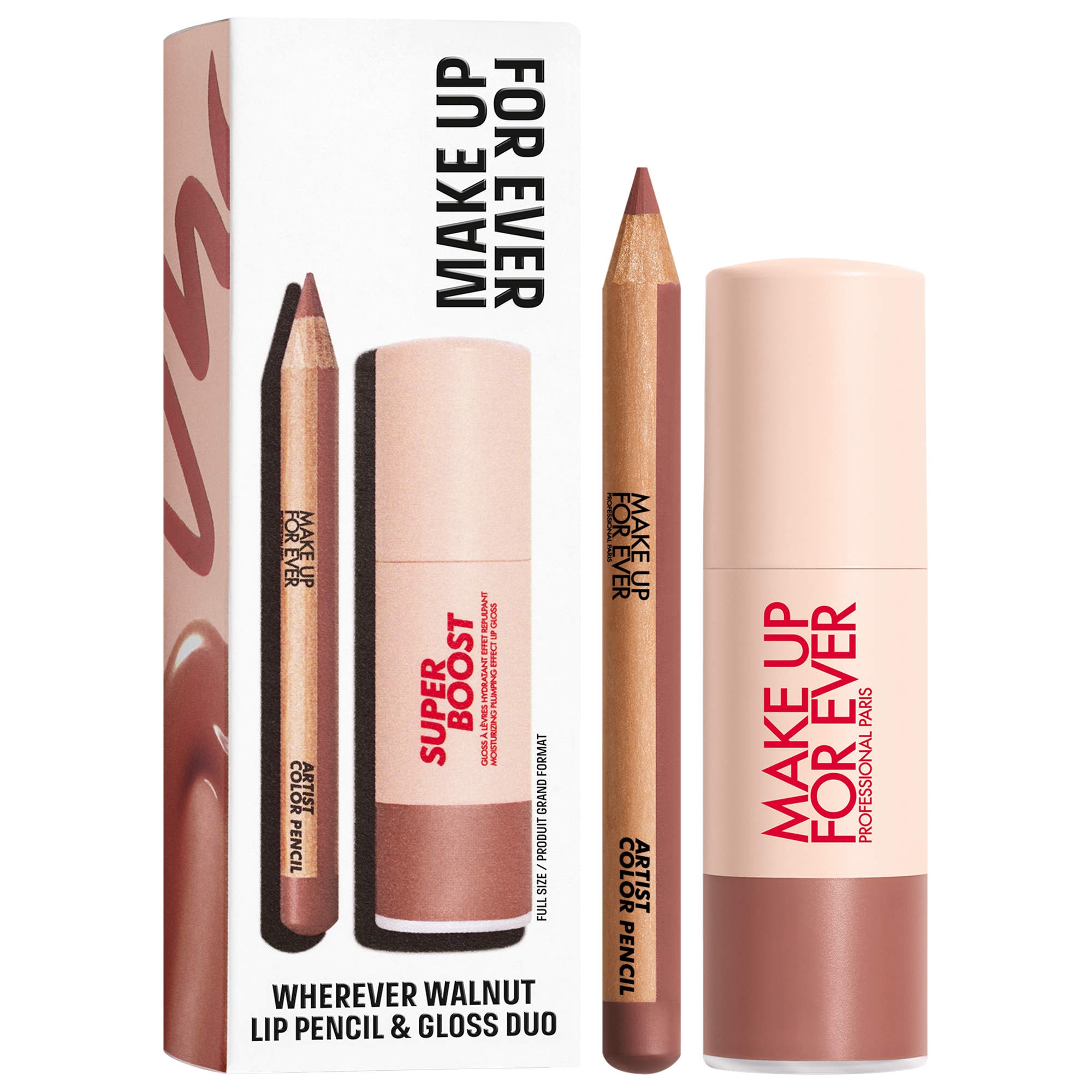 MAKE UP FOR EVER Mini Artist Color Pencil Lip Liner & Full Size Super Boost Lip Gloss Kit