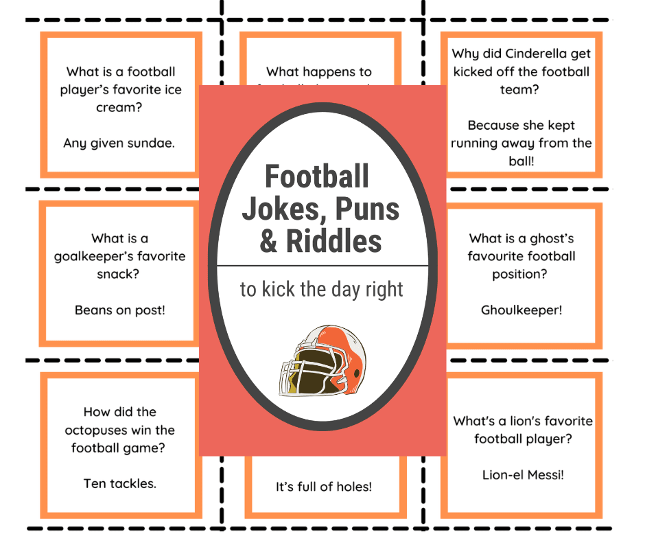 39 Funny Football Jokes, Football Puns and Riddles PRINTABLE