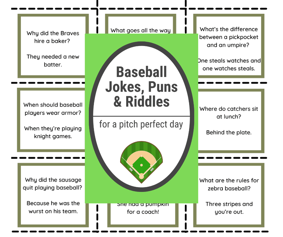 78 Baseball Puns, Baseball Jokes and Riddles PRINTABLE