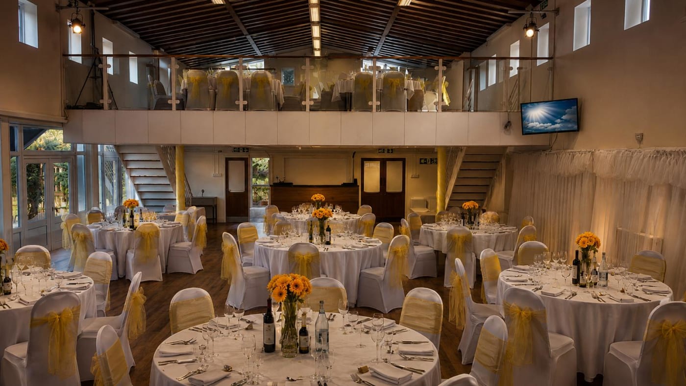The Heartbeat Centre main hall set for a wedding reception